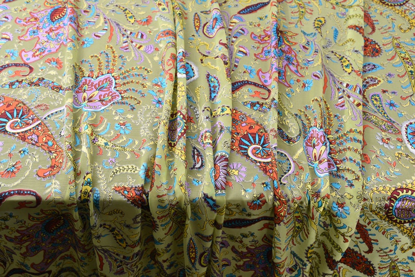 PEISILI - Beautiful Paisley Sheer Burnout Silk Devore Satin Fabric - 114cm wide by the Yard