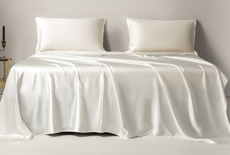 Flat Silk Sheet Set - 19 Momme 100% Silk Bedding Solid Colors