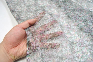 WUHUACAI - 5.5 Momme Floral Print Crinkled Silk Georgette Fabric - 140cm wide by the Yard