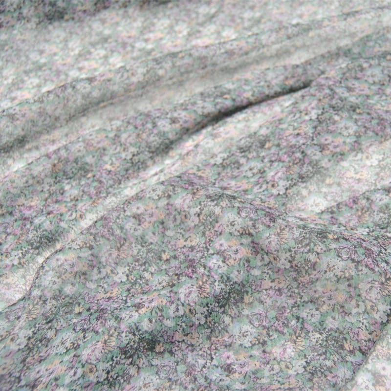 WUHUACAI - 5.5 Momme Floral Print Crinkled Silk Georgette Fabric - 140cm wide by the Yard