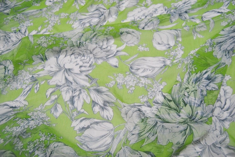 LVDIMUDAN - 5.5 Momme Floral Print Crinkled Silk Georgette Fabric - 140cm wide by the Yard