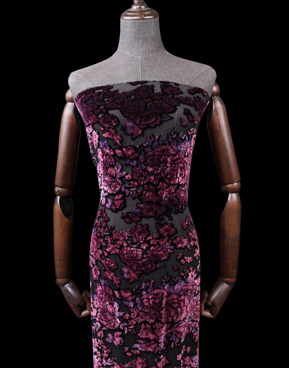 ZMUDAN - Sheer Burnout Silk Velvet Fabric - 114cm wide by the Yard