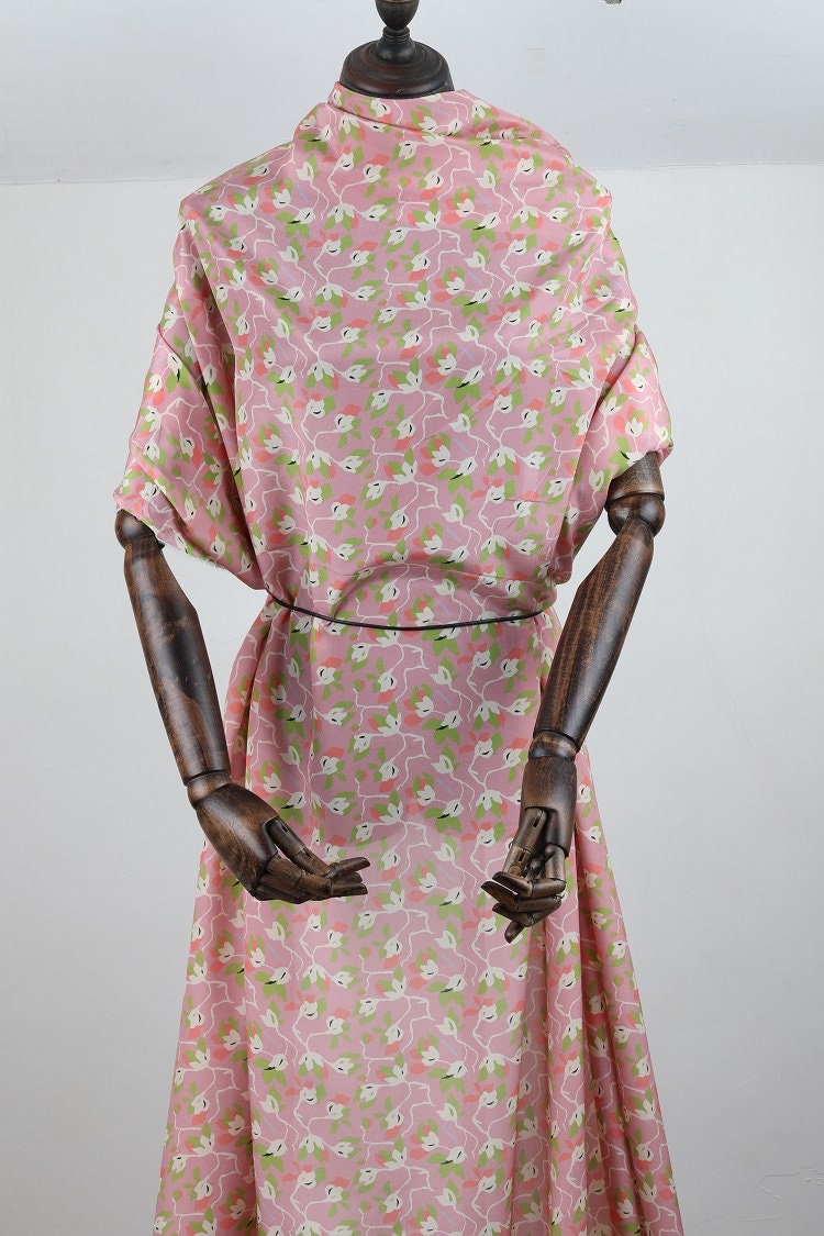 HUAYA - 12 momme Floral Print Silk Crepe de Chine Fabric - 138cm wide by the Yard