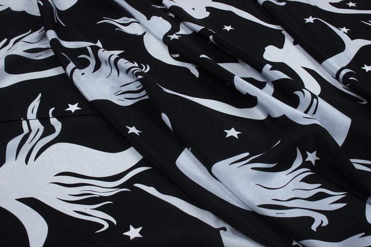 MEIRENYU - 16 momme Mermaid Print Silk Crepe de Chine Fabric - 140cm wide by the Yard