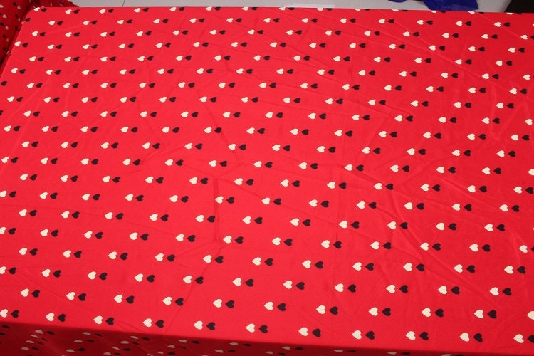 QUWEIXIN - 12 momme Heart Print Silk Crepe de Chine Fabric - 137cm wide by the Yard