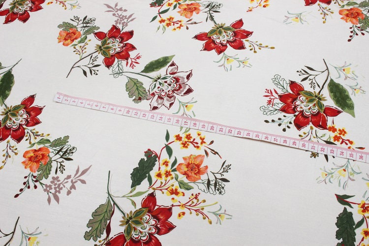 YUNWEI - 12 momme Floral Print Silk Crepe de Chine Fabric - 140cm wide by the Yard