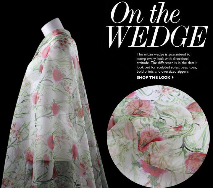 MEIRCAO - 6 momme Floral Print Silk Organza Fabric - 138cm wide by the Yard