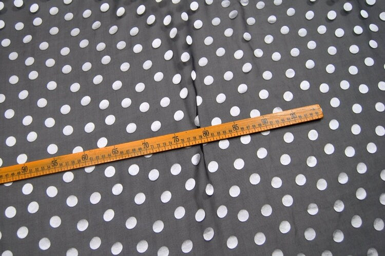 BAIHEIDI - White Polka Dots Black Sheer Burnout Silk Devore Satin Fabric - 138cm wide by the Yard