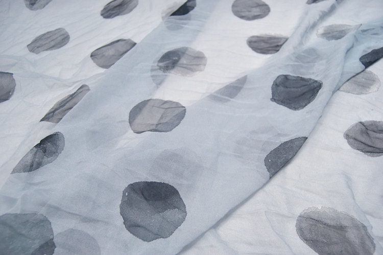 HEIYUNRA - 8 Momme Big Polka Dots Silk Georgette Fabric - 138cm by the yard