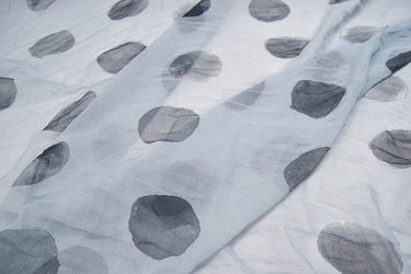 HEIYUNRA - 8 Momme Big Polka Dots Silk Georgette Fabric - 138cm by the yard