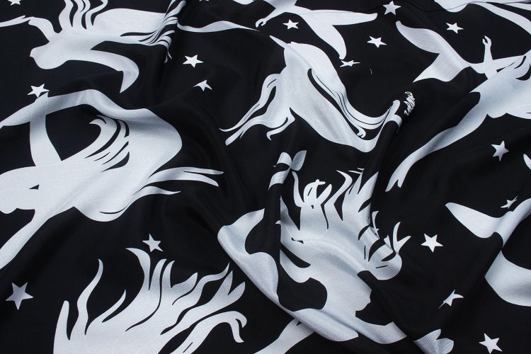 MEIRENYU - 16 momme Mermaid Print Silk Crepe de Chine Fabric - 140cm wide by the Yard