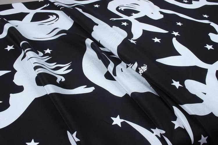 MEIRENYU - 16 momme Mermaid Print Silk Crepe de Chine Fabric - 140cm wide by the Yard