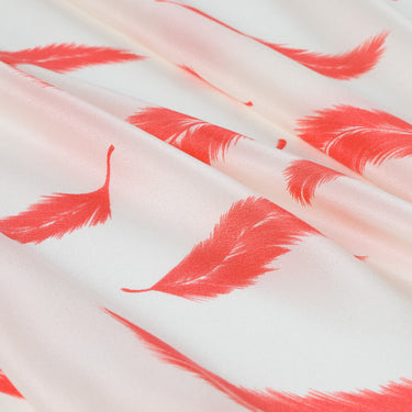 YUMAO - 12 momme Feather Print Silk Crepe de Chine Fabric - 140cm wide by the Yard