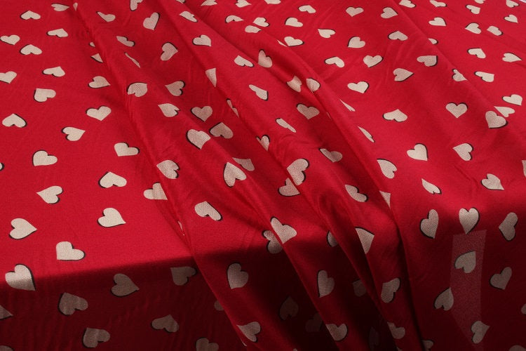 AIXIN - 12 momme Lovely Heart Print Silk Crepe de Chine Fabric - 140cm wide by the Yard
