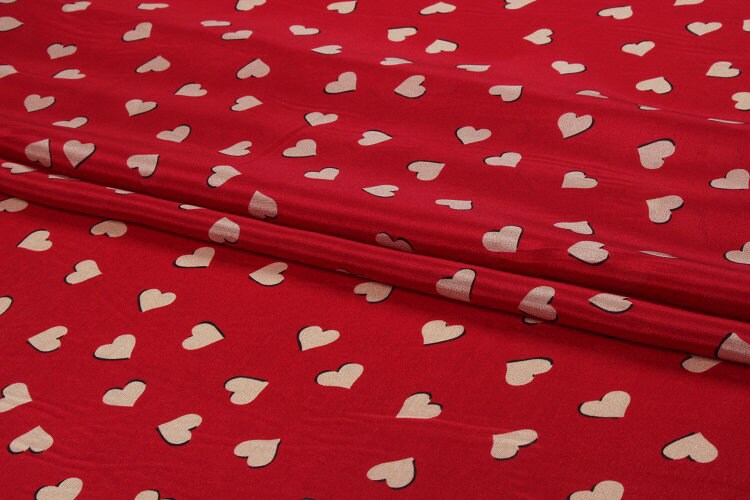 AIXIN - 12 momme Lovely Heart Print Silk Crepe de Chine Fabric - 140cm wide by the Yard