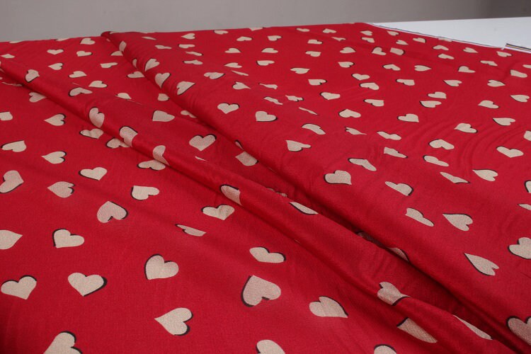 AIXIN - 12 momme Lovely Heart Print Silk Crepe de Chine Fabric - 140cm wide by the Yard