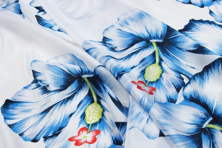 LANGMAN - 12 momme Floral Print Silk Crepe de Chine Fabric - 114cm wide by the Yard