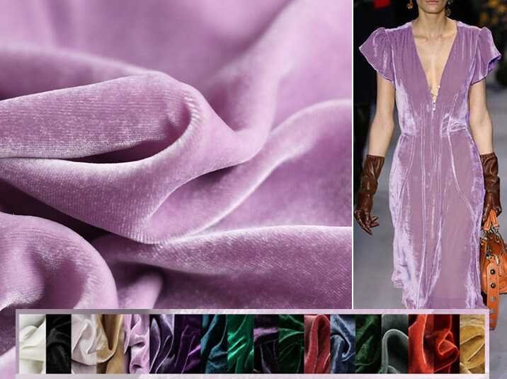 SIFS2 - Solid Colors Fine Stylish Silk Velvet Fabric 114cm wide by the Yard