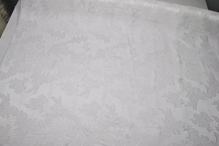 YESHUHUA - White Sheer Special Cut Flower Silk Burnout Fabric - 135cm wide by the Yard