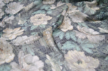 SUMUDAN - Beautiful Flowers Print Special Cut Flower Silk Burnout Fabric - 140cm wide by the Yard