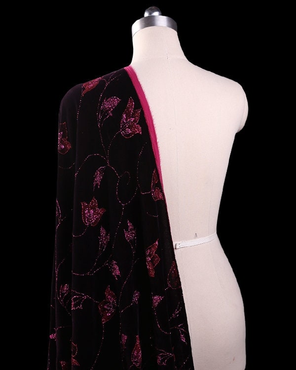 MAGNOLIA - Hot Stamping Silk Velvet Fabric - 114cm wide by the Yard