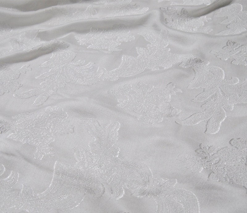 YESHUHUA - White Sheer Special Cut Flower Silk Burnout Fabric - 135cm wide by the Yard