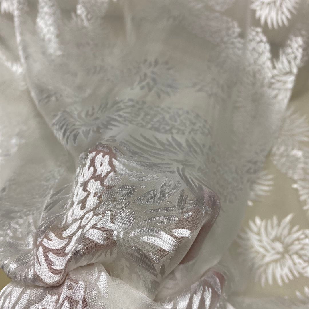 BOLUO - White Pineapple Sheer Burnout Silk Devore Satin Fabric - 138cm wide by the Yard