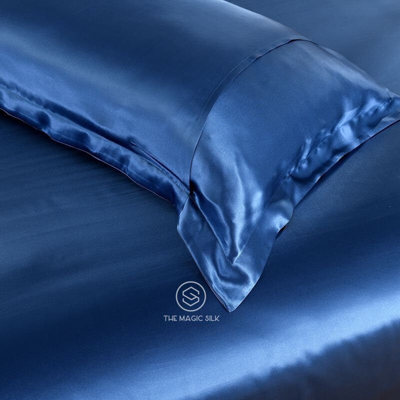 Navy Blue - 16 Momme 100% Silk Bedding 4pcs Suite