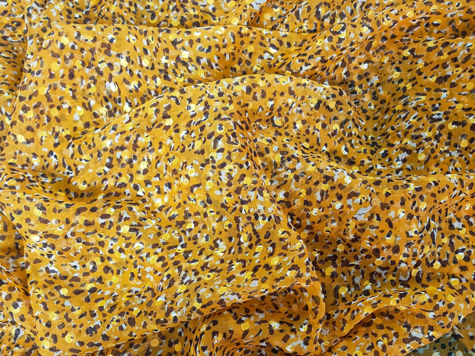 HUANGSEDI - Yellow Sheer Burnout Silk Devore Satin Fabric - 140cm wide by the Yard