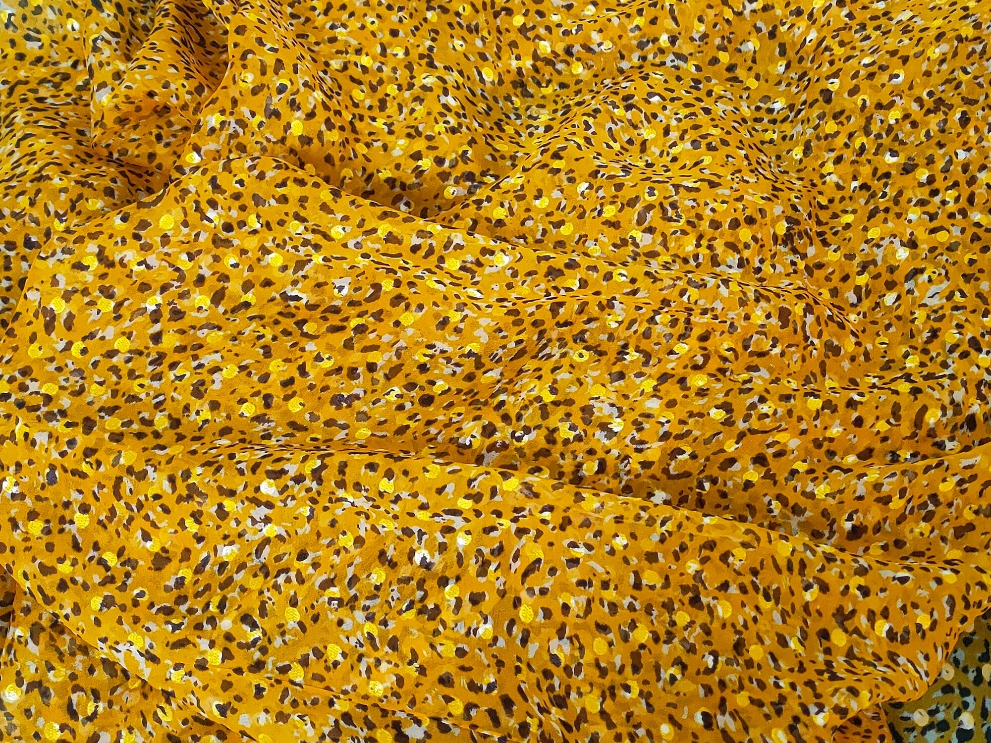 HUANGSEDI - Yellow Sheer Burnout Silk Devore Satin Fabric - 140cm wide by the Yard