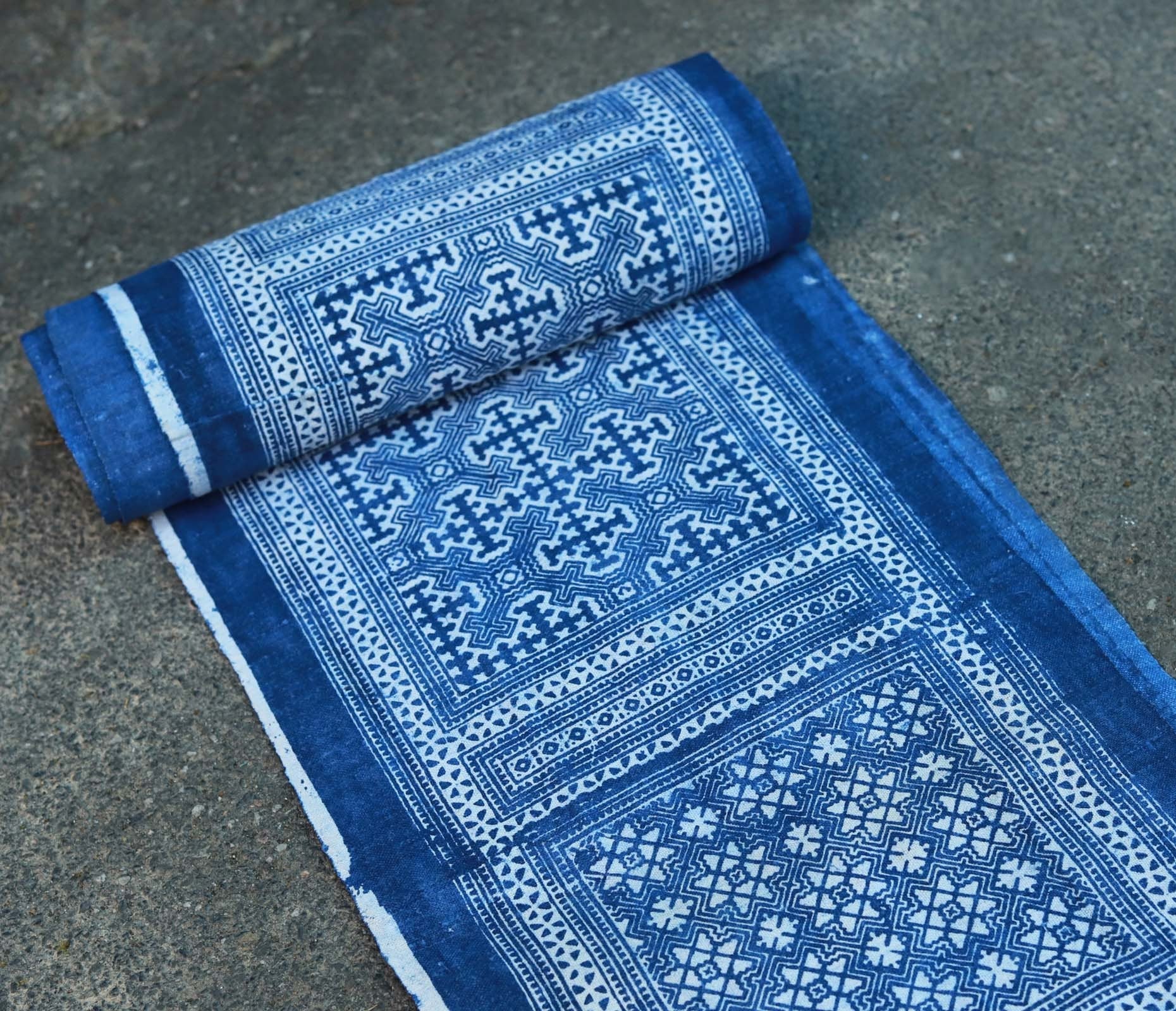 Traditional Chinese Batik Vintage Linen Fabric By the Yard