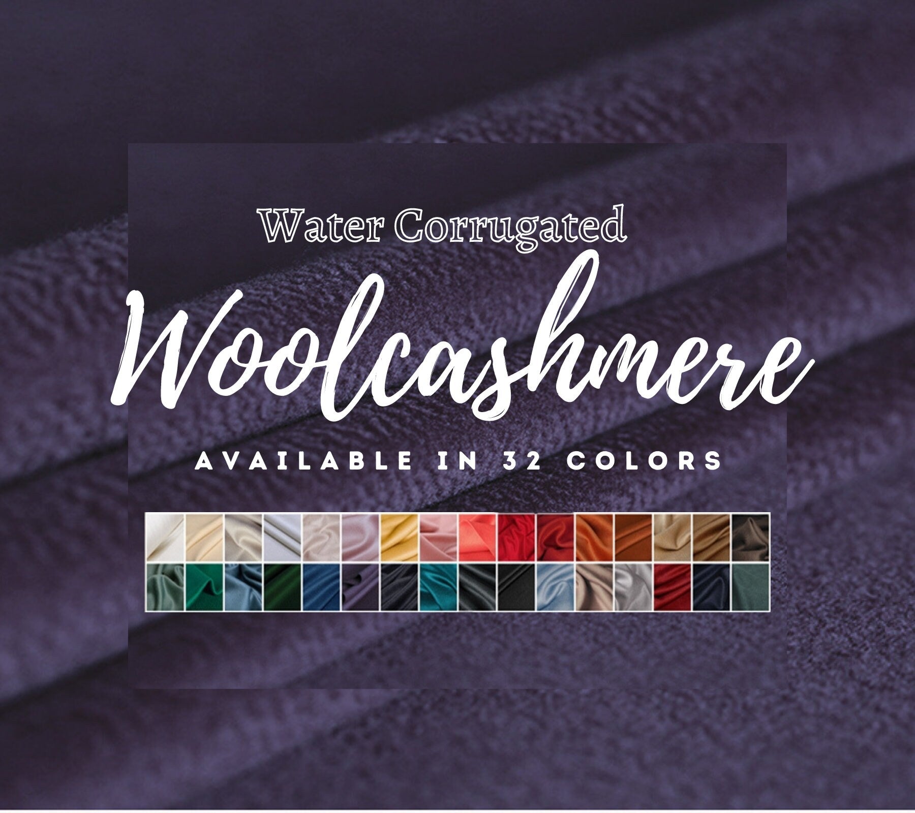 32 Colors Double Faced Water Corrugated Silk Cashmere Wool Fabric - 150cm wide by the Yard