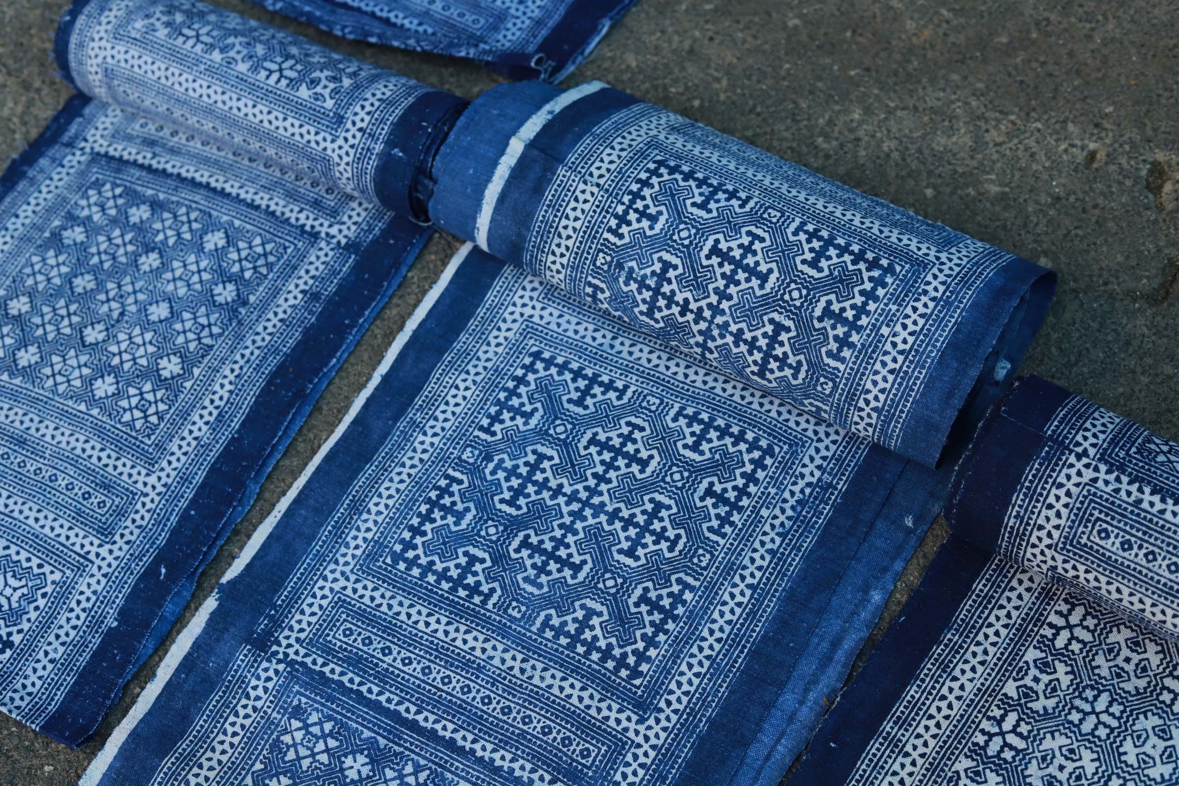 Traditional Chinese Batik Vintage Linen Fabric By the Yard