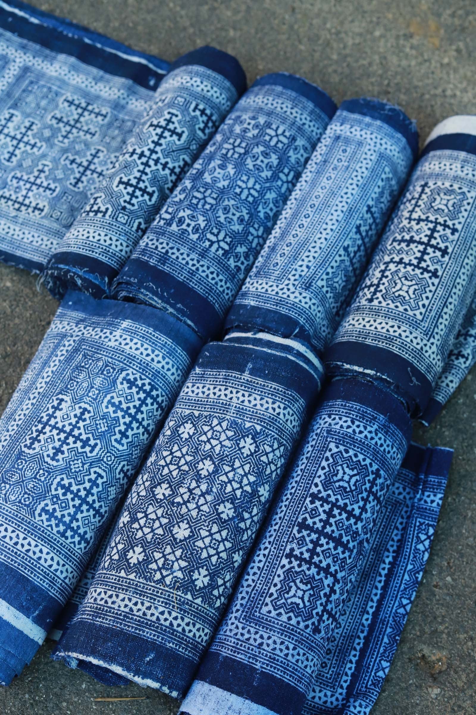 Traditional Chinese Batik Vintage Linen Fabric By the Yard