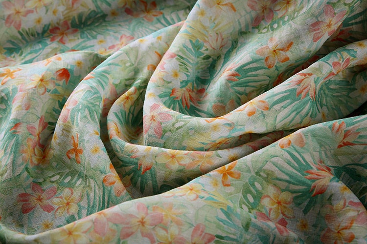 XIAYI Summer Night Floral Print Ramie fabric by the yard