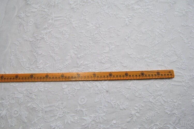 XIAOSUI - White Embroidered Silk Organza Fabric - 130cm wide by the Yard