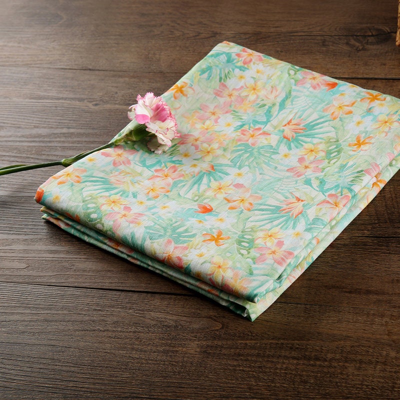 XIAYI Summer Night Floral Print Ramie fabric by the yard