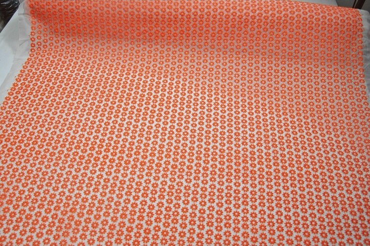 Orange Flower Embroidered Silk Organza Fabric/42.5”/108cm/for Bridal Wedding dress/Long Skirts/Shirt/Dresses/Evening Dresses-By the Yard