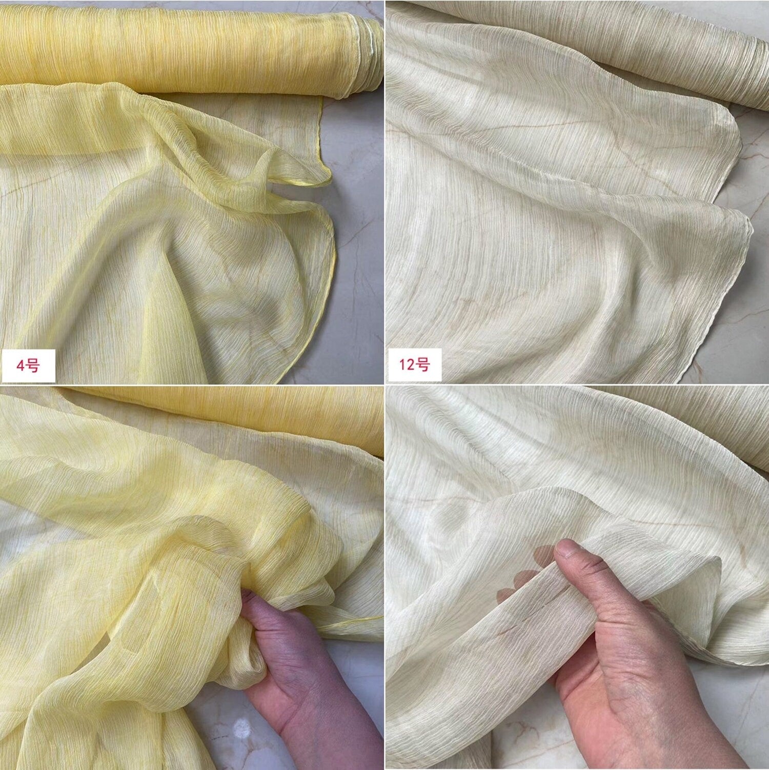 6 momme Nature Plant-Dye Chrinkled Silk Georgette Fabric - 130cm wide by the Yard