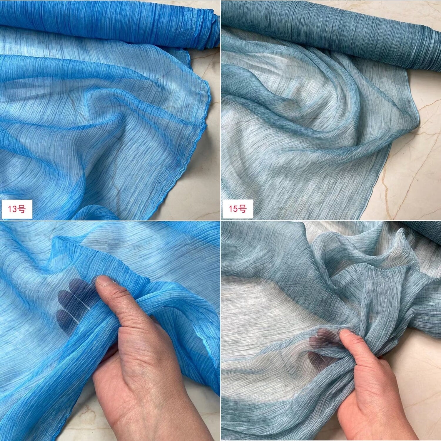 6 momme Nature Plant-Dye Chrinkled Silk Georgette Fabric - 130cm wide by the Yard