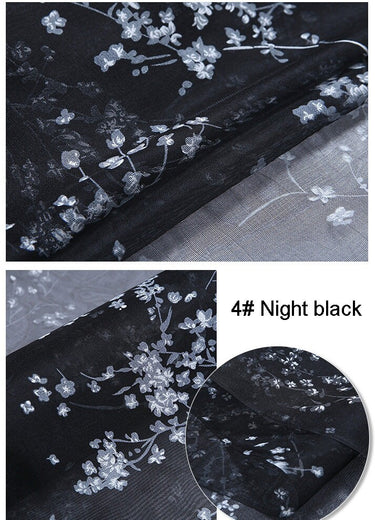 12 Colors Floral Print Stiff Structured Grid Cloth Silk Organza Fabric - By the Yard