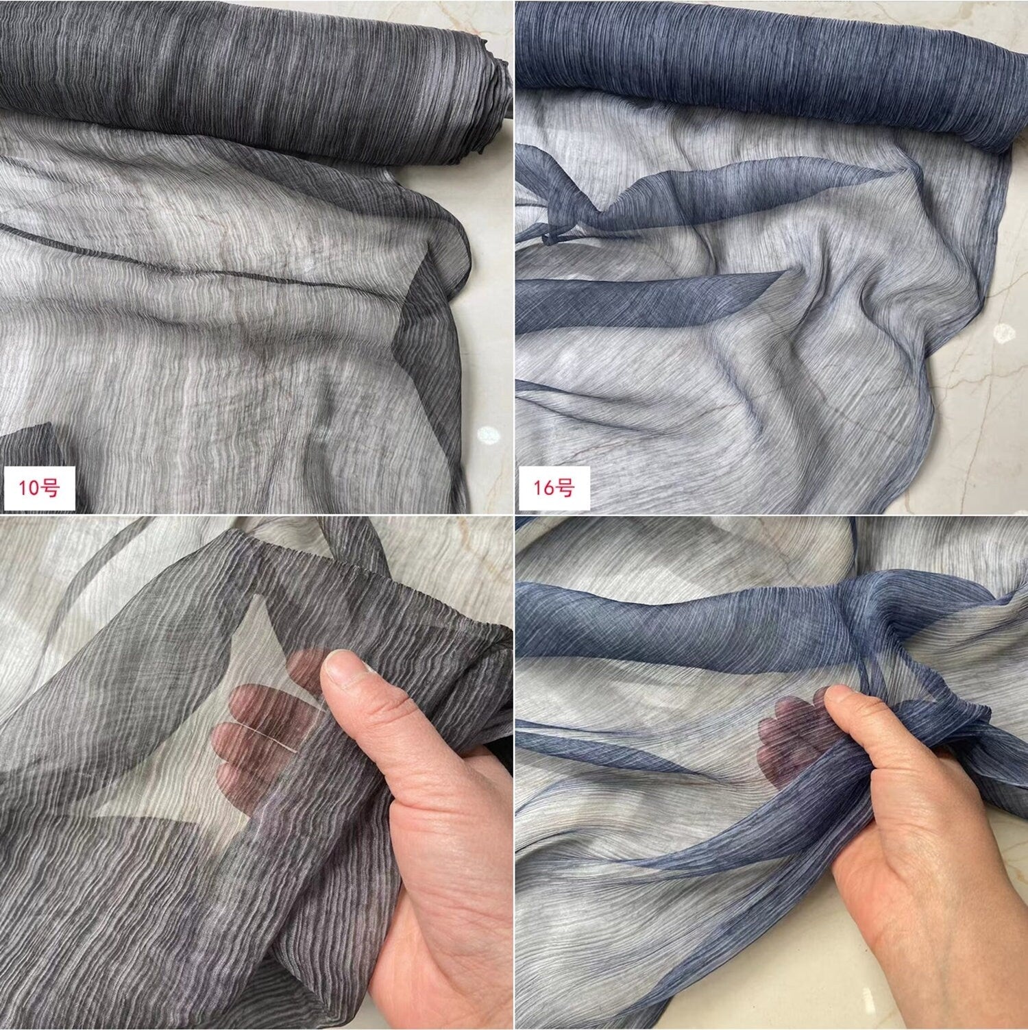 6 momme Nature Plant-Dye Chrinkled Silk Georgette Fabric - 130cm wide by the Yard