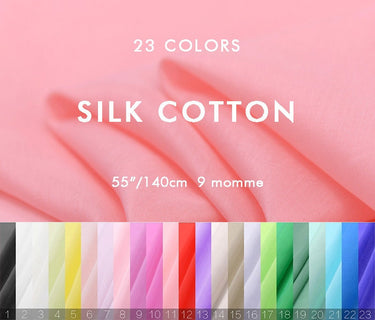 23 Solid Colors - 9 Momme Silk Cotton Fabric - 138cm wide by the Yard