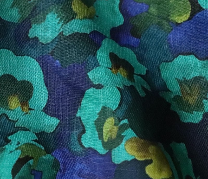 LANYUN - Floral Print Ramie Fabric-By the Yard