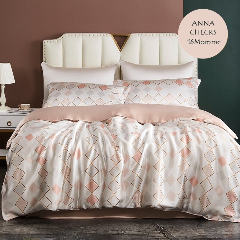 ANNA CHECKS - 16 Momme 100% Silk Bedding 4pcs Suite