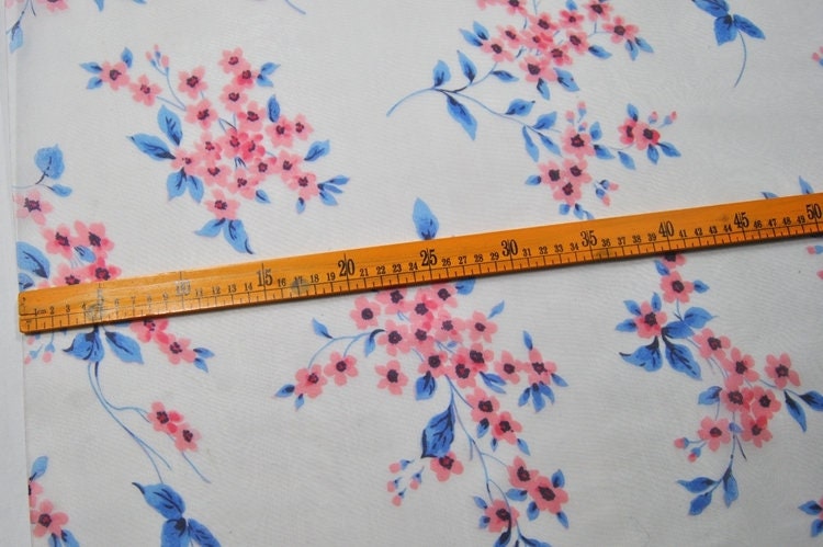 White Silk Organza Floral Print Silk Fabric By the Yard