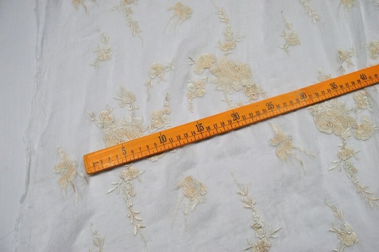 SUYABAI - Embroidered Crinkled Silk Georgette Fabric - 135cm wide by the Yard