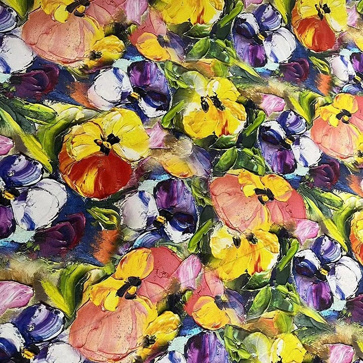 SANSEJIN - 14 momme Floral Print Silk Crepe de Chine Fabric - 114cm wide by the Yard