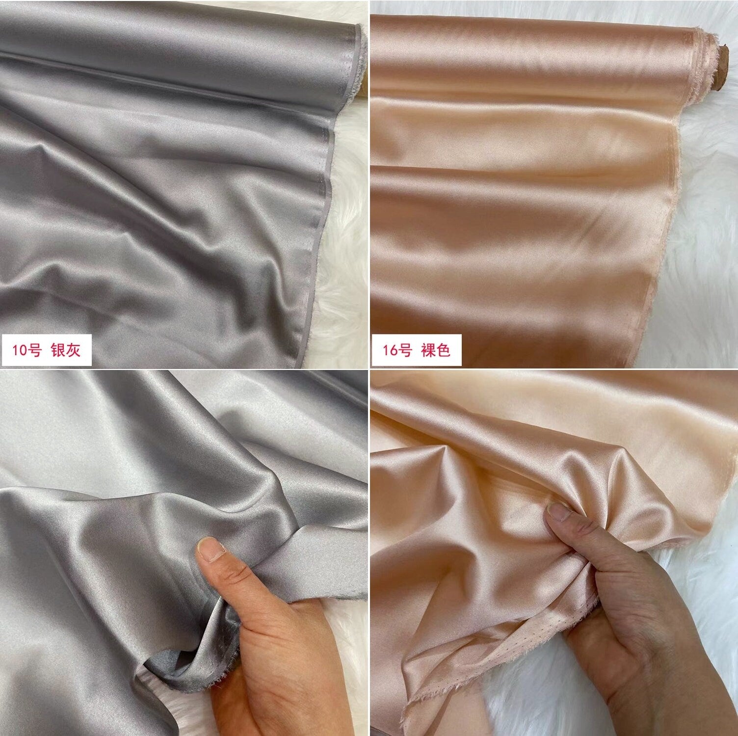 24 Multi Solid Colors 19 momme Stretch Silk Satin Fabric - 108cm wide by the Yard