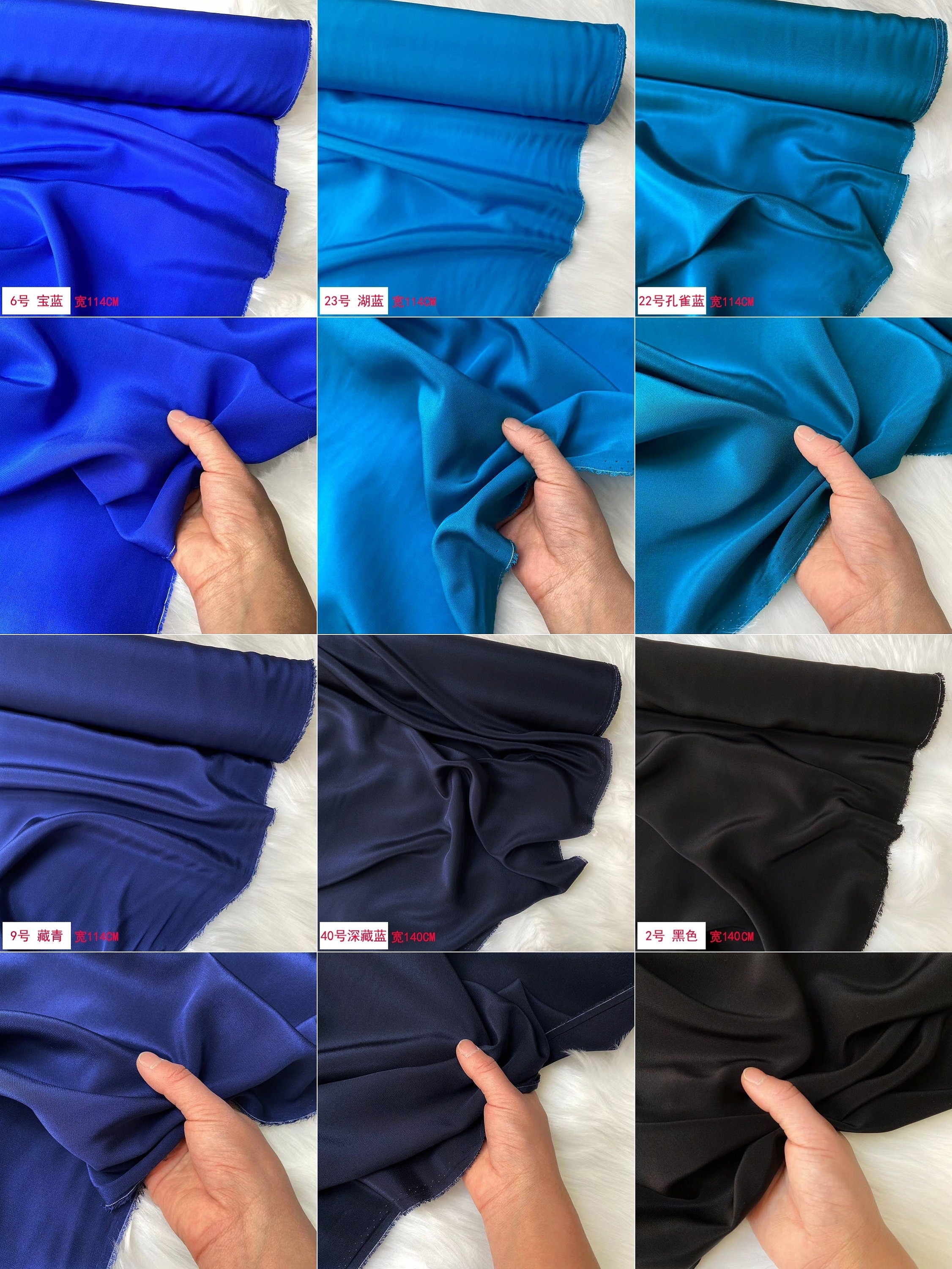 42 Colors Solid 16 Momme Silk Crepe de Chine Fabric - 140cm wide by the Yard